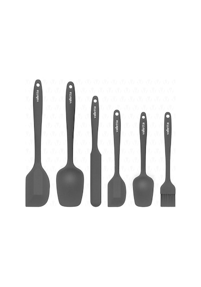 Drongo Isıya Dayanıklı Yanmaz Yapışmaz Silikon Spatula Seti 6 Parça Gri
