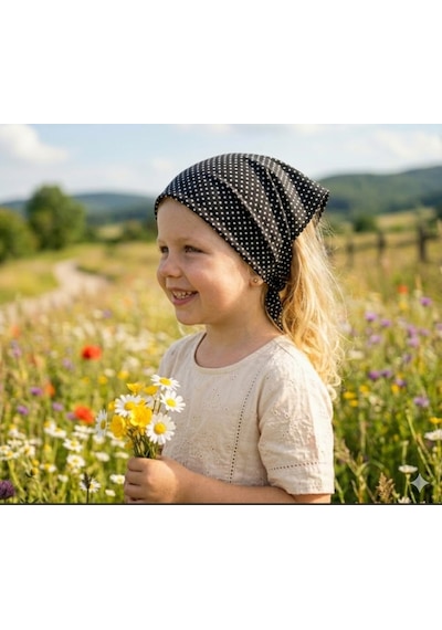 Kız Çocuk Bandana %100 Pamuk Siyah