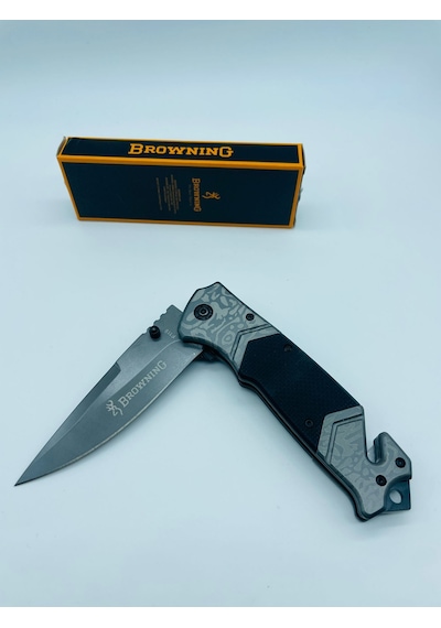 Browning Kamp Marka F119 Metal Kasa Yarıotomatik Kutusunda //22cm Gümüş - Siyah