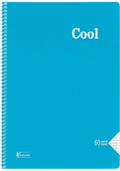 K.Color A4 60 Yaprak Kareli Pp Kapak Spiralli Cool Defter