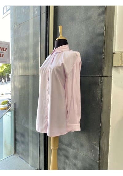 Pera Moda Çok Yönlü Bağlanabilir Oversize Gömlek Pembe