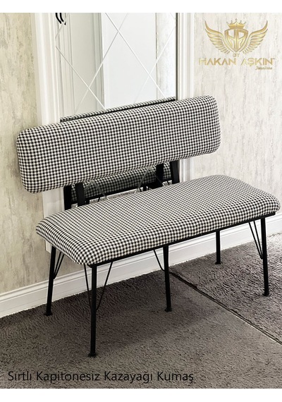 By Hakan Aşkın Metal Ayaklı Metal Alt Kasalı Kazayağı New Sırtlı Bench Bank Kazayağı Dokuma Kumaşş