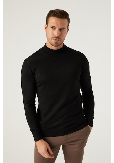D's Damat Ds Damat Regular Fit Siyah Düz Örgü Yün Karışımlı Triko Kazak 1hf060636275m Siyah
