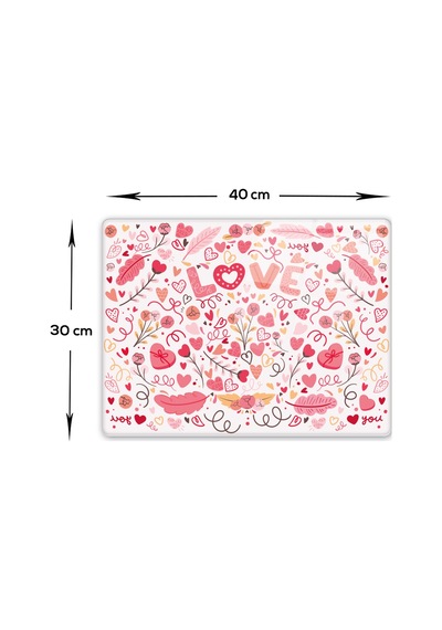 Decorita Cam Kesme Tahtası | Love - Renkli | 30cm x 40cm
