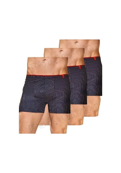 Berrak 4433 Erkek Çizgili Sport Boxer 3 Adet Lacivert