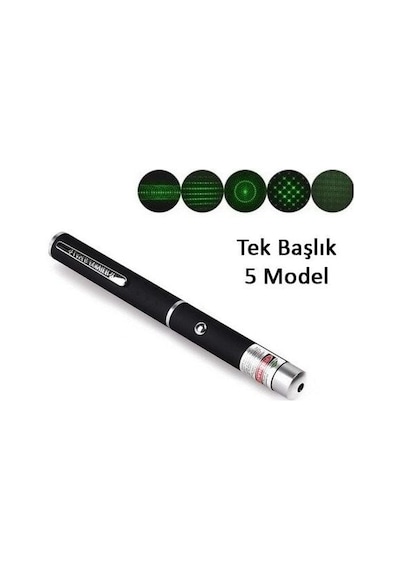 Yeşil Lazer Pointer 5000 Mw 15 Km Etkili Tek Başlık 5 Model Evv