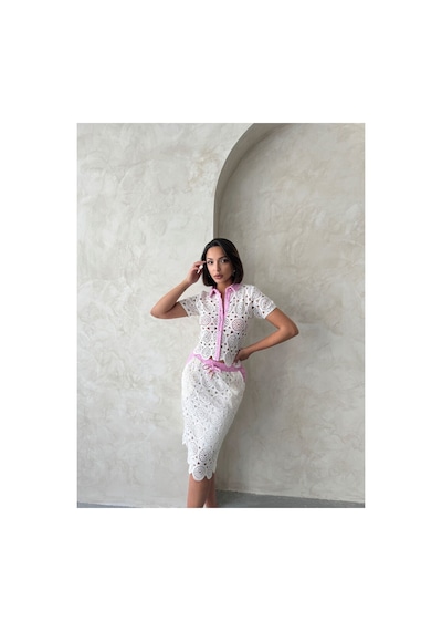 Verymoda Kot Detaylı Dantel Gömlek D2795 Ham Pembe