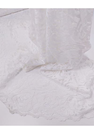 Beyaz Renkte İnce Yumuşak Dantel Kumaş Elbiselik & Abiyelik 140x275cm-12575