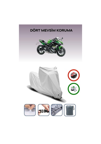 Gri Kilit Uyumlu Kawasaki Ninja 650 Krt Edition Uyumlu Motosiklet Brandası Su Geçirmez