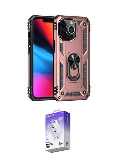 İeg Apple iPhone Uyumlu  13 Pro Max Kılıf Ahenk Klasik Koleksiyonu - Siyah Bilvis 5in1 3d Magic Cam Ekran Koruyucu Yeşil