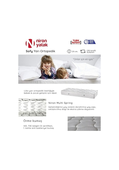 Nironyatak Tek Kişilik Lüks Yarı Ortopedik 90X200 Cm Niron Sofy Yatak