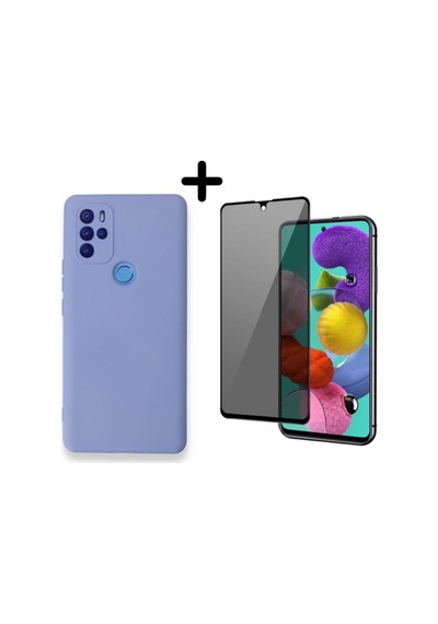 Omix X300 Lansman Içi Kadife Telefon Kılıfı Ve Hayalet Tam Kaplayan Cam Ekran Koruyucu Mor