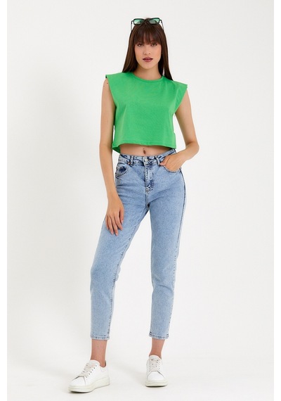 Kadın Regular Fit Crop Tişort Spr22tsk128 001
