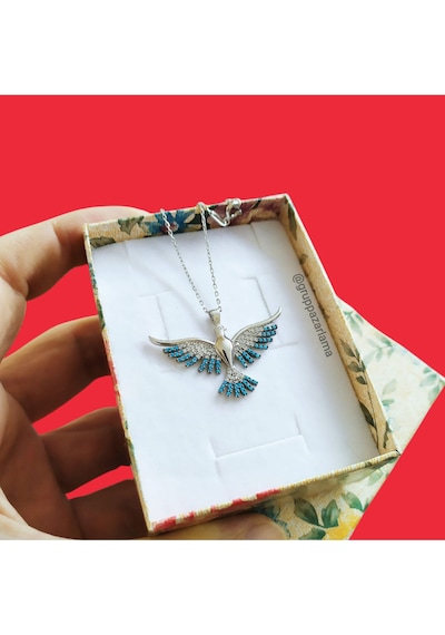 Modahilye 925 Ayar Gümüş Anka Kuşu Tasarım Kolye Gümüş