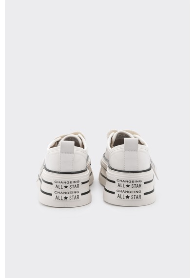Derinet Bağcıklı Kadın Sneaker Bej Bej