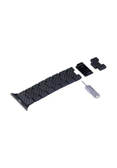 Pitaka Karbon Fiber Retro Black-grey Twill Watch Kordon Siyah - Gri