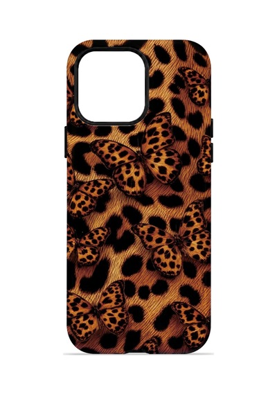 Velvoria Valestra Kelebekli Leopar Apple iPhone Uyumlu 14 Pro Darbe Korumalı Kılıf Valestra Select - Kelebekli Leopar
