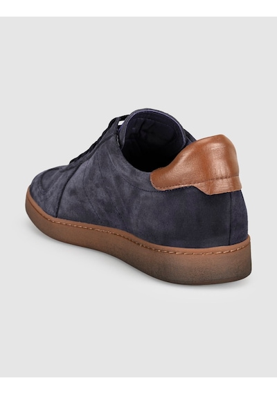 Cabani Hakiki Dana Deri Laci Süet Erkek Sneaker Ayakkabı Lacivert