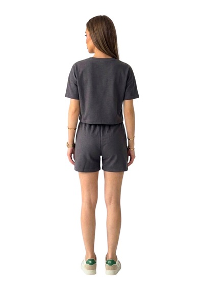 Thiff Gymwear Kadın Modal Kumaş Şort Takım Antrasit