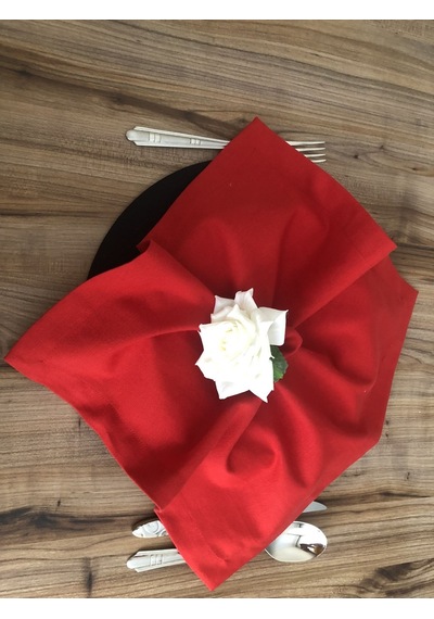 Kırmızı Kumaş Peçete 6 Adet 40x40 Cm Çok Renkli