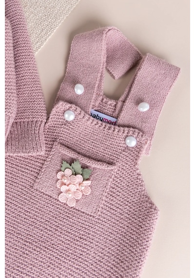 Babymod Triko Kışlık Kız Bebek Salopet Takım Tulum Set Gülkurusu