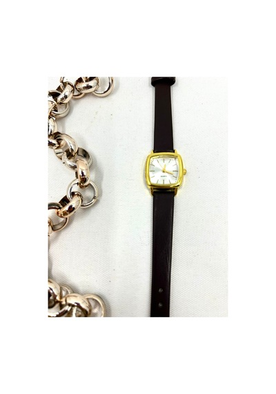 Esrada Quartz Retro Minimal Vintage Deri Kordon Kadın Kol Saati Siyah-gold Altın