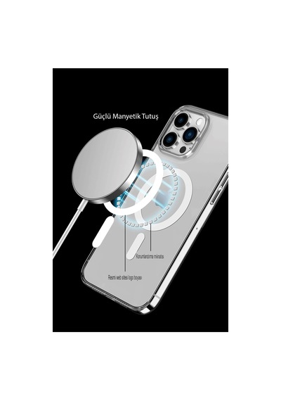Apple iPhone Uyumlu iPhone 14 Pro Max Kılıf Tron Şeffaf Magsafe Kapak - Mavi Renkli