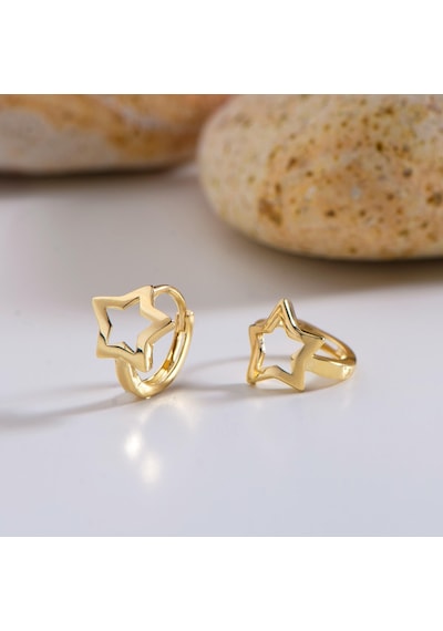 Goldkupe 14 Ayar Minik Yıldız Halka Altın Küpe 1,30 Gr-3021