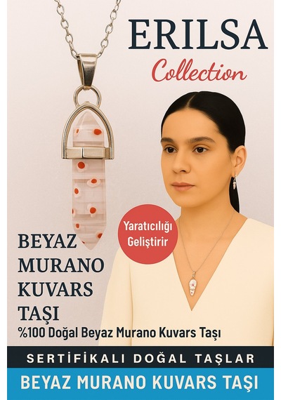Sertifikalı Çivi Model Beyaz Murano Kuvars Doğal Taş Kolye Yaratıcılığı Geliştirir Beyaz