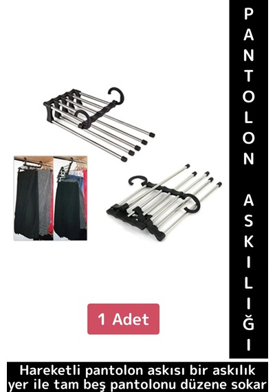 Kompakt Yer Tasarruflu Kemer Pantolon Eşarp Gardırop Dolap İçi 5 İn 1 Hareketli Pantolon Askılığı