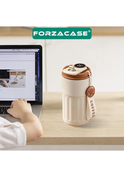 Forzacase Paslanmaz Çelik Termometreli 450 Ml Çay Kahve Termosu - Fc944 Mavi Mavi