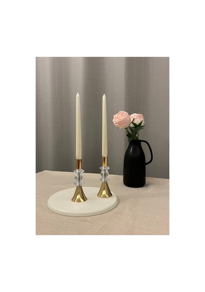 Gold Rengi Shıny Crystal 2'li Şamdan&mumluk Seti Altın - 830067687 Altın