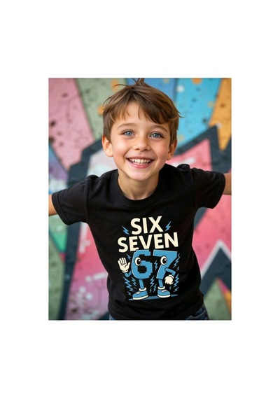 Stil X Sıx Seven Baskılı Erkek Çocuk Tshırt, 67 Tasarımlı Siyah-1