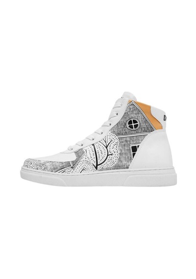 Kadın Vegan Deri Beyaz High Sneakers - There You Are Tasarım Çok Renkli