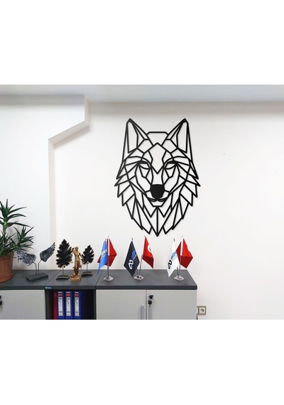 Bozkurt Silüeti Tasarımlı Hayvan Figürlü Metal Dekoratif Modern Duvar Tablosu Ev Ve Ofis İçin