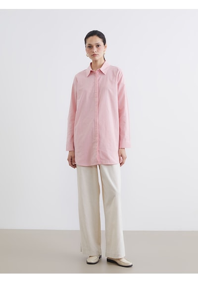 Lcw Modest Pembe Dokulu Kadın Gömlek Tunik