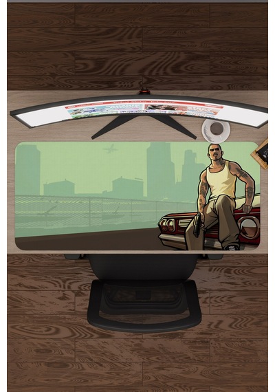 Gta San Andreas Kaymaz Dikişli Kauçuk Oyuncu Mousepad V5 - 90x40 Xxl Gaming Mouse Pad Fare Altlığı