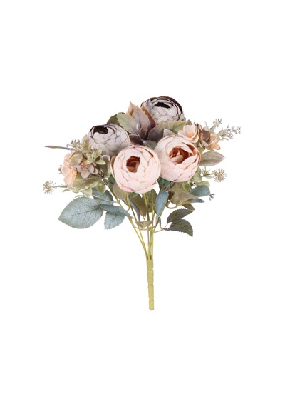 Yapay Çiçek Sitesi Yapay Şakayık Görünümlü Premium Ranunkulus Demeti 35 Cm Şampanya Krem