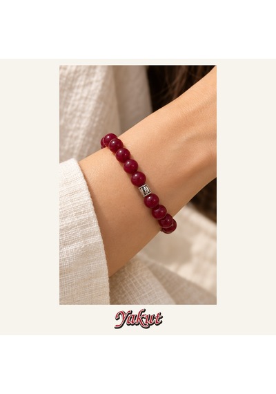 Yakut Taşı Bileklik 8 Mm, Unisex, Elastik Çok Renkli