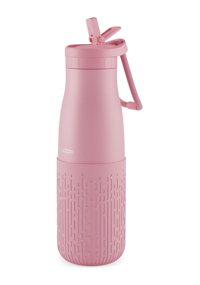 Puccon Pipetli 500 Ml Pembe Paslanmaz Çelik Matara/suluk - Silikon Gövde Yağmur - 50015