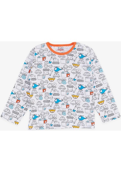 Breeze Girls & Boys Erkek Bebek Pijama Takımı Taşıt Desenli 9 Ay-3 Yaş, Beyaz-beyaz Beyaz