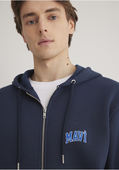 Mavi - Mavi Logo Baskılı Fermuarlı Lacivert Sweatshirt 0611715-70490 Lacivert