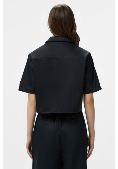 Lacoste Womens Regular Fit Black Shirt Standart Kesim Yarım Kollu Çıtçıt Düğmeli Kadın Gömlek Siyah