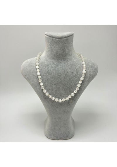 Yıldız Doğal Taş Selenit Doğal Taş 6 MM Makrome Kolye 45 CM - 55 CM Ayarlanabilir Beyaz