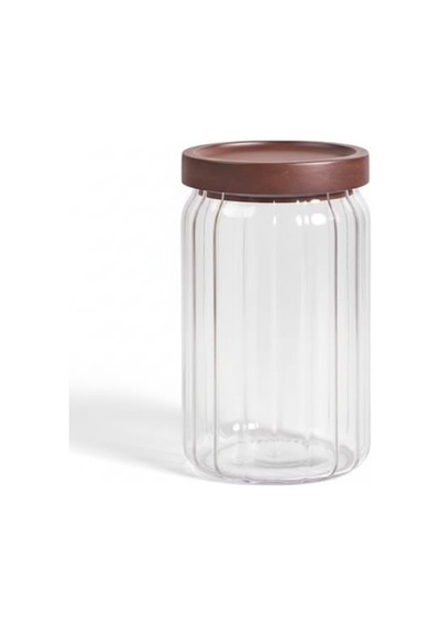Akasya Kapaklı Çizgili Cam Kavanoz 750 Ml Hava Geçirmez, Modern Fitilli Tasarım Gıda Saklama Kabı Bakliyat, Diğer