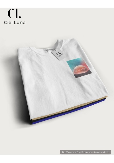 Nevermind Unisex Kadın Erkek Dream World Baskılı Özel Tasarım Oversize T-sh Beyaz