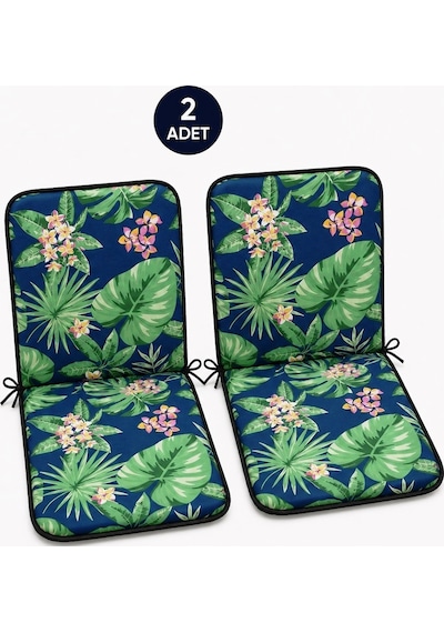 2adet Rattan Arkalıklısandalye Minderi Kalınlık 4cm Tropikalyeşil Yeşil