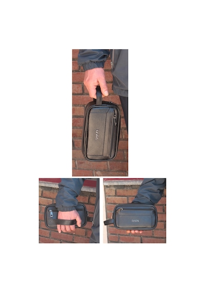 Dada Hakiki Deri Piremium Siyah Renk Erkek El Çantası 250 Gr Erkek El Portföyü Erkek Bakım Çantası Clutch