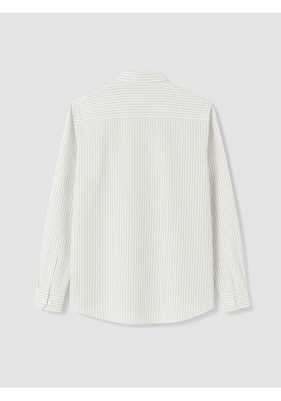 Lcwaıkıkı Classic Bej Regular Fit Çizgili Oxford Erkek Gömlek