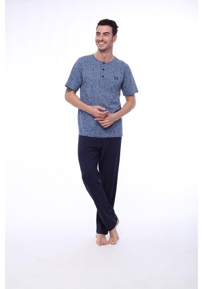 Pijadore Erkek 1403 Erkek Kısa Kollu Desenli Pijama Takım 001